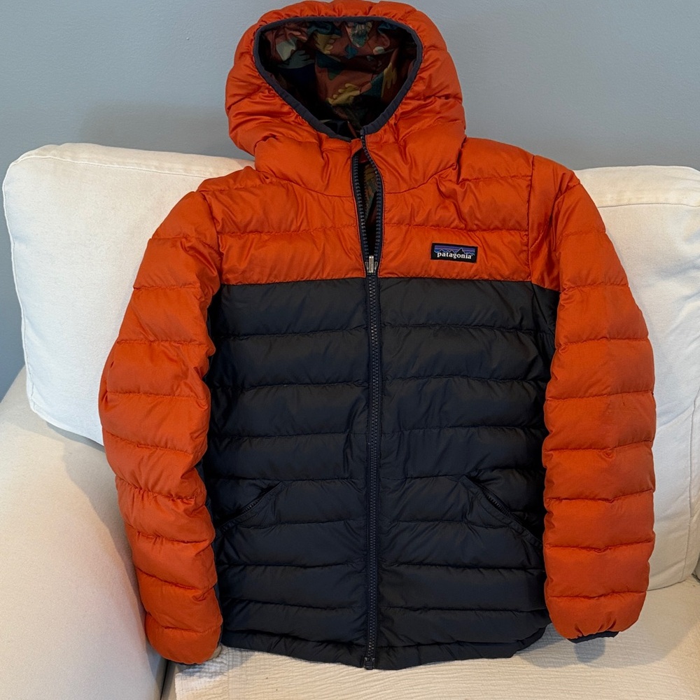 Patagonia Kids Puffer Jacket - Orange and Black (reversible)